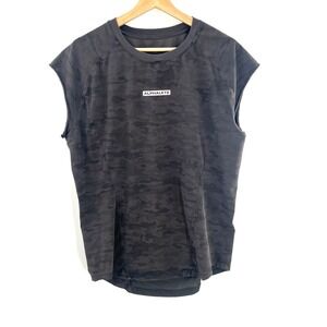 Alphalete sleeveless muscle tank top workout gym camo mesh gray sporty XL